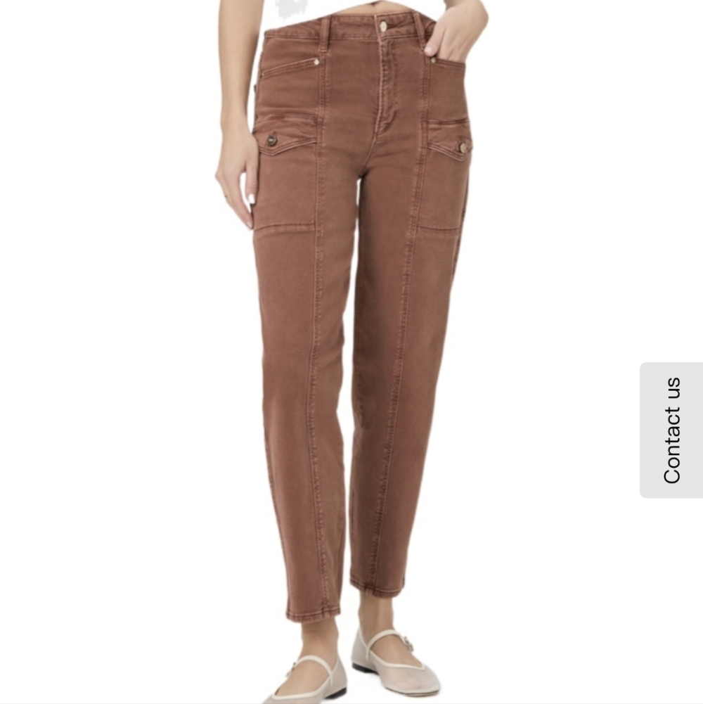 NWT PAIGE Alexis Cargo Vintage Brunette Pants Size 28